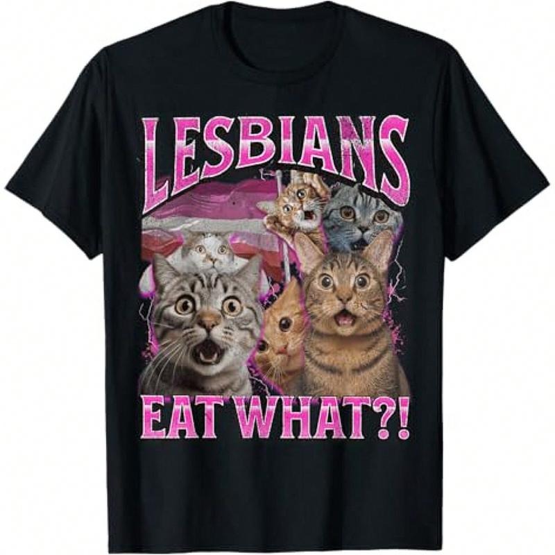 Lesbians Eat What? Funny Cat Gay Pride LGBTQ Pun - Adult & Kids T-Shirts, Sweatshirts & Hoodies apparel design preview 1