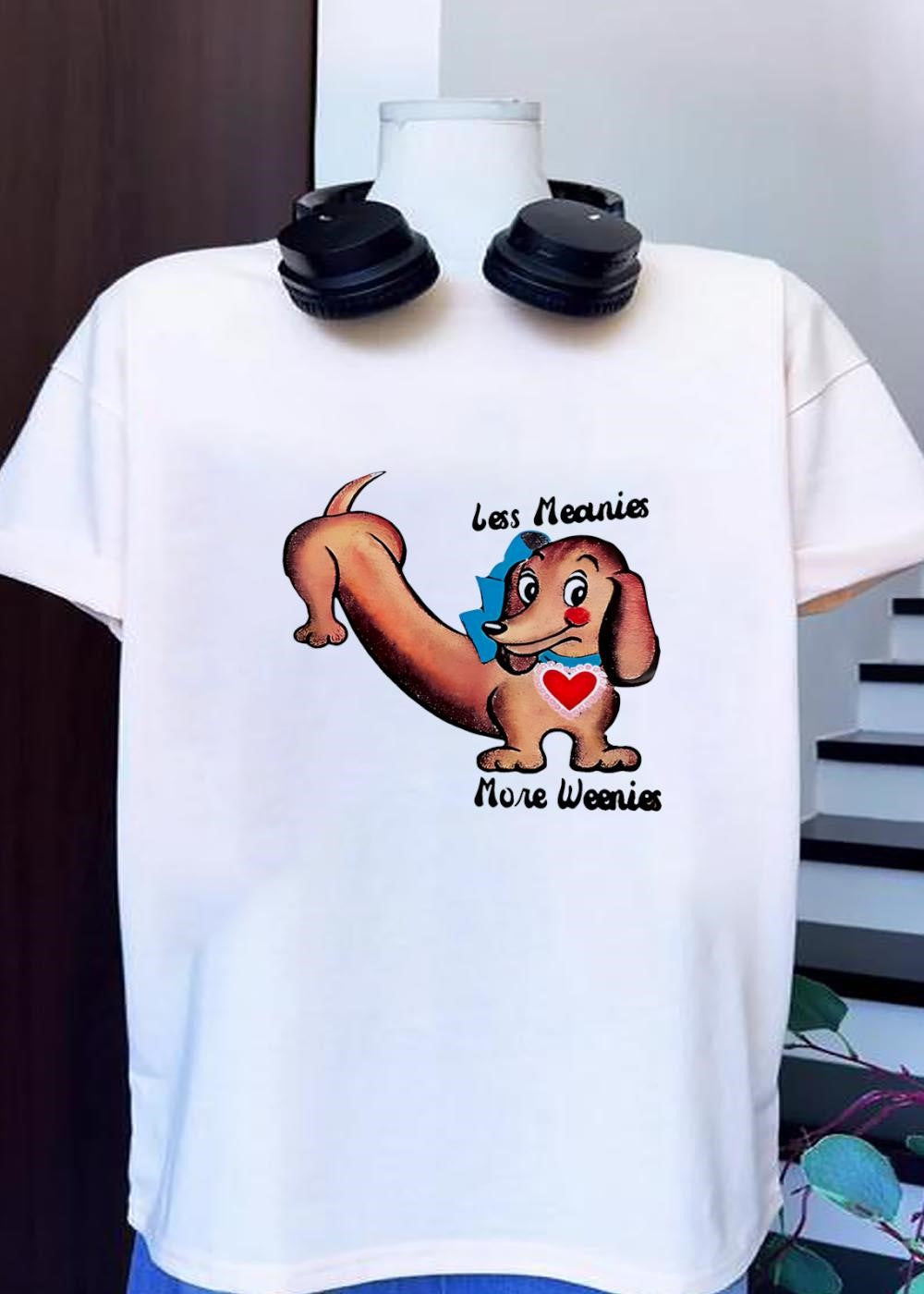 Less Meanies More Weenies Dachshund Sticker - Adult & Kids T-Shirts, Sweatshirts & Hoodies apparel design preview 1