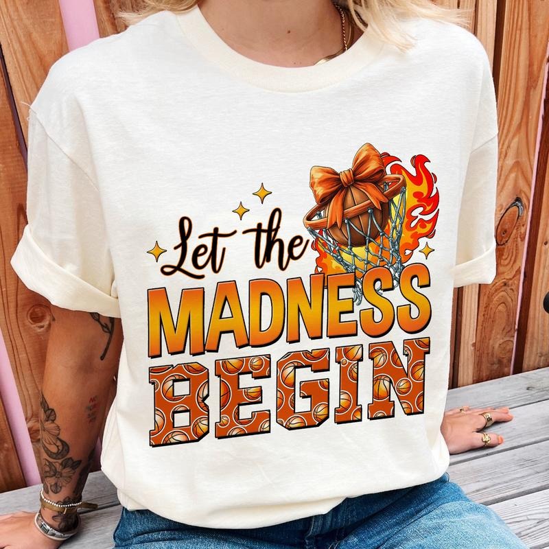 Let Madness Begin Basketball College Coquette Season - Adult & Kids T-Shirts, Sweatshirts & Hoodies apparel design preview 1