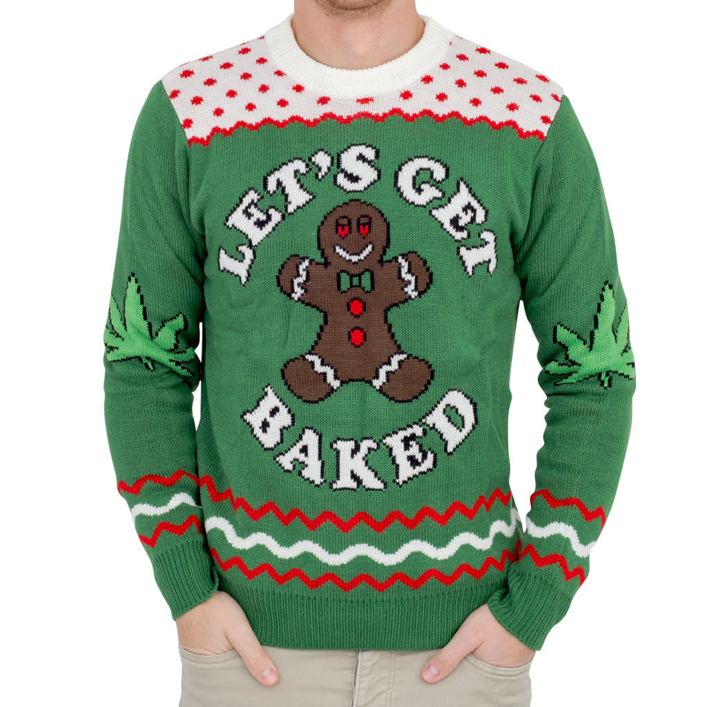 Let's Get Baked Happy Gingerbread Ugly Christmas Sweater - Holiday Gift product image