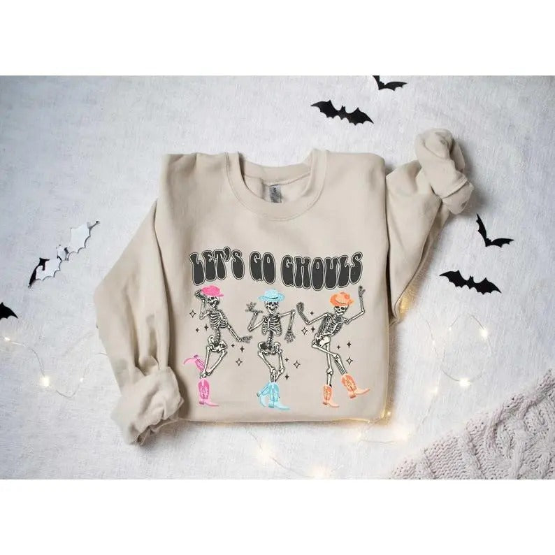 Lets Go Ghouls Halloween Retro Fall Ghost - Adult & Kids T-Shirts, Sweatshirts & Hoodies apparel design preview 1