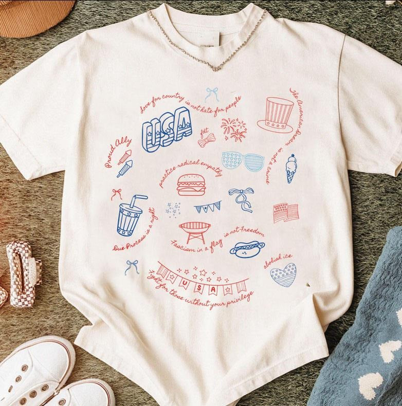 Liberal Fourth July Doodle Patriotic Secret Subtle - Adult & Kids T-Shirts, Sweatshirts & Hoodies apparel design preview 1