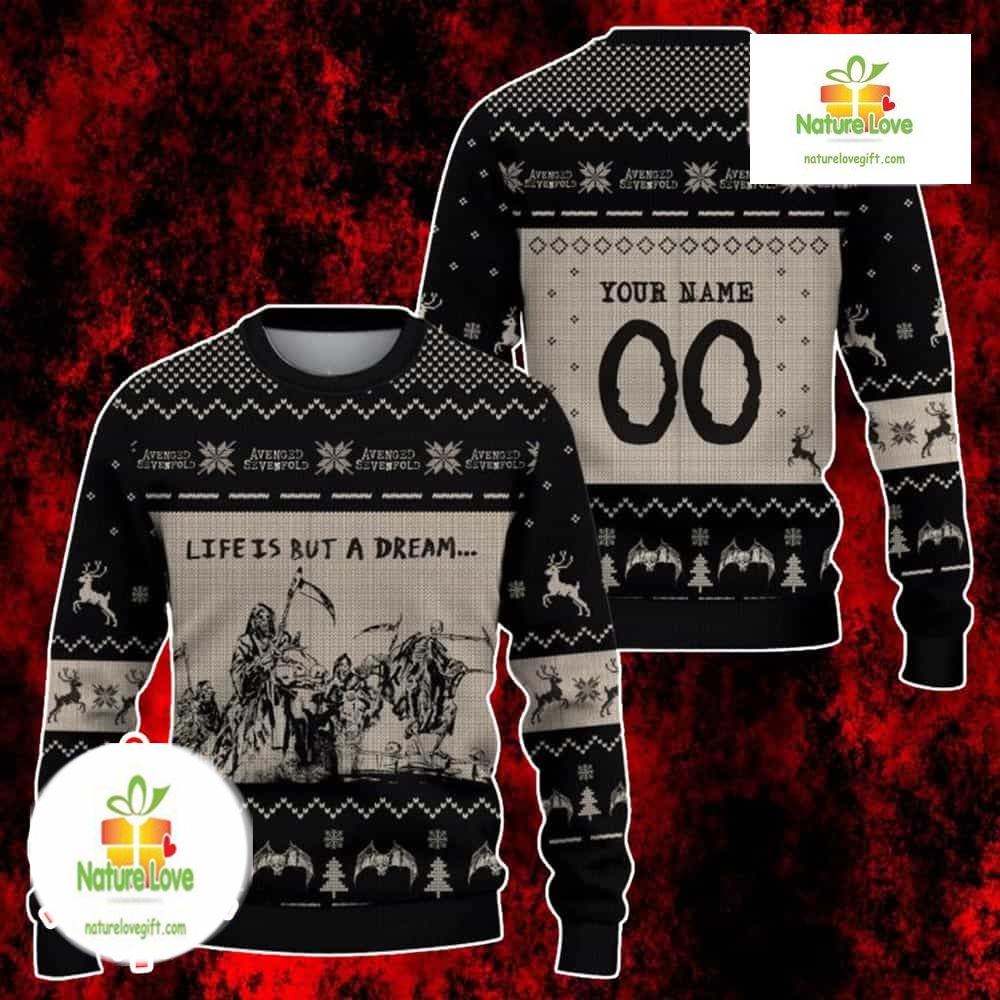 Avenged Sevenfold Life Is But A Dream Custom Name Number Ugly Christmas Sweater - Holiday Gift product image
