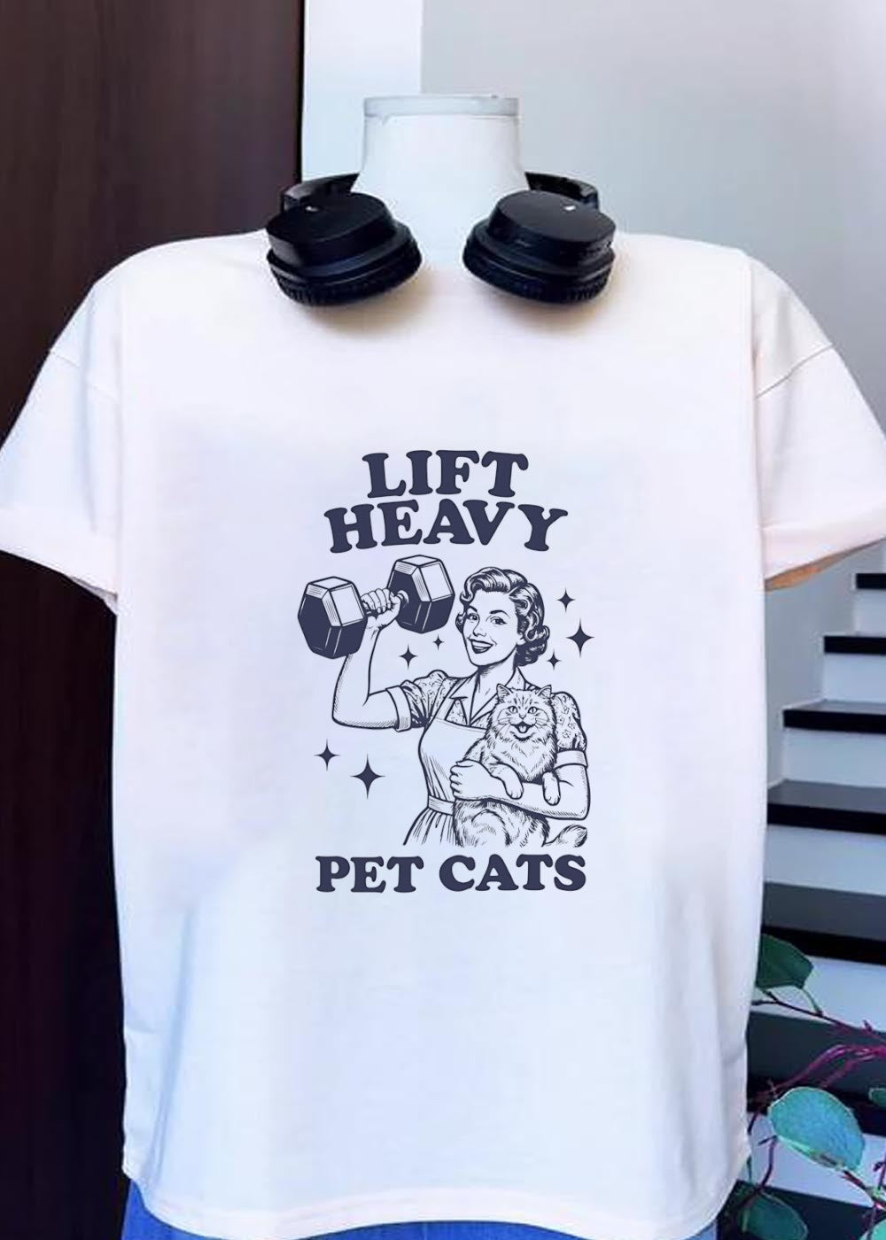 Lift Heavy Pet Cats Strong Woman Fitness Workout - Adult & Kids T-Shirts, Sweatshirts & Hoodies apparel design preview 1