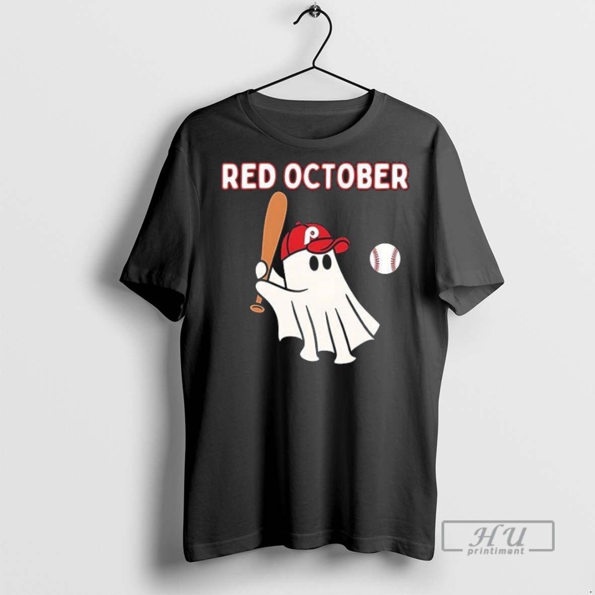 Limited Edition Phillies Red October Ghost Halloween - Adult & Kids T-Shirts, Sweatshirts & Hoodies apparel design preview 1