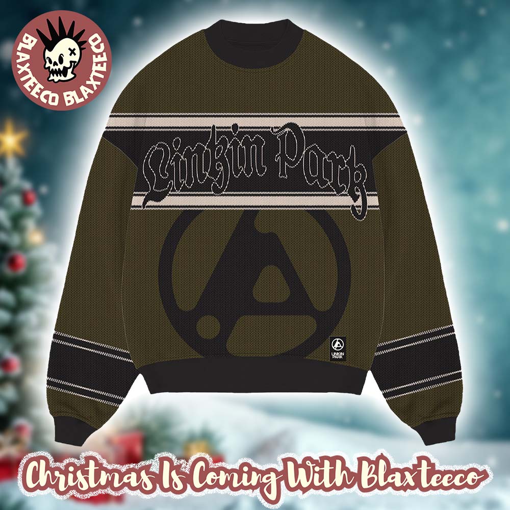 Linkin Park Holiday Collection Large Morph Icon With Stripes Green Holiday Christmas Sweater - Holiday Gift product image