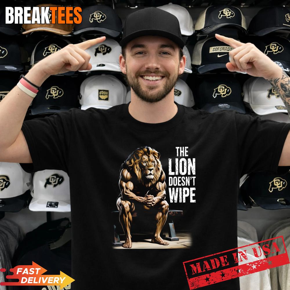Lion Does not Wipe Funny Gen Z Joke Brainrot Raunchy - Adult & Kids T-Shirts, Sweatshirts & Hoodies apparel design preview 1