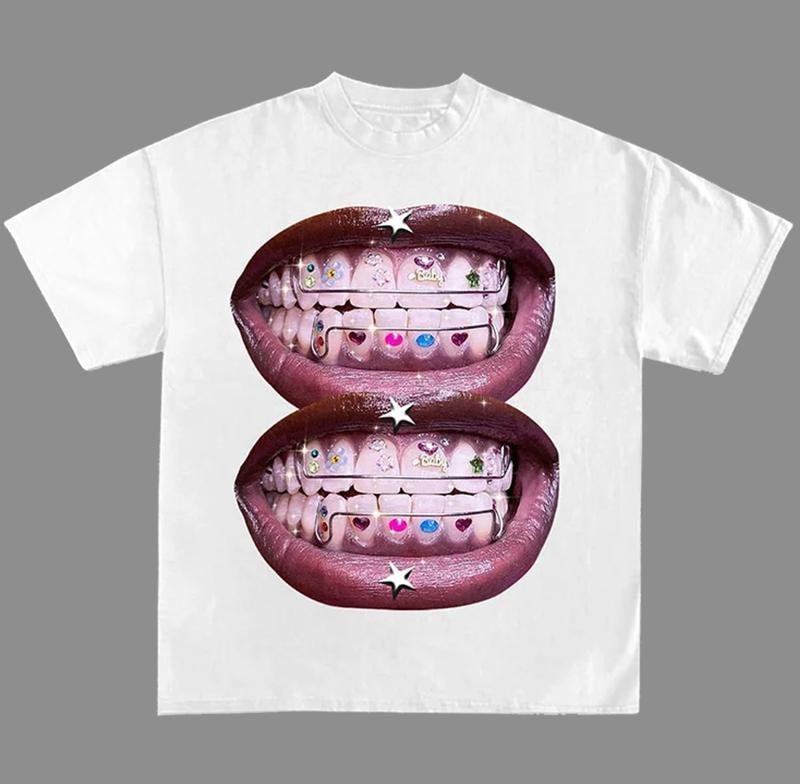 Lip Grill Print Street Cotton Y2K - Adult & Kids T-Shirts, Sweatshirts & Hoodies apparel design preview 1