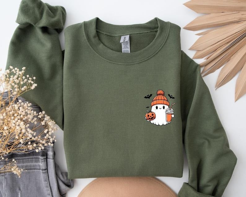 Little Ghost Ice Coffee Halloween Cute - Adult & Kids T-Shirts, Sweatshirts & Hoodies apparel design preview 1