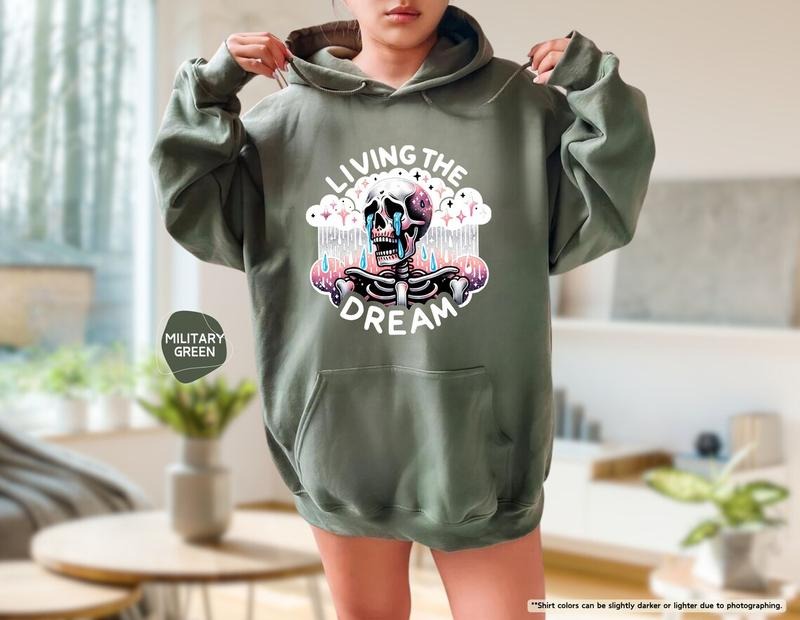Living Dream Funny Skeleton Sarcastic Skull Dreamer - Adult & Kids T-Shirts, Sweatshirts & Hoodies apparel design preview 1
