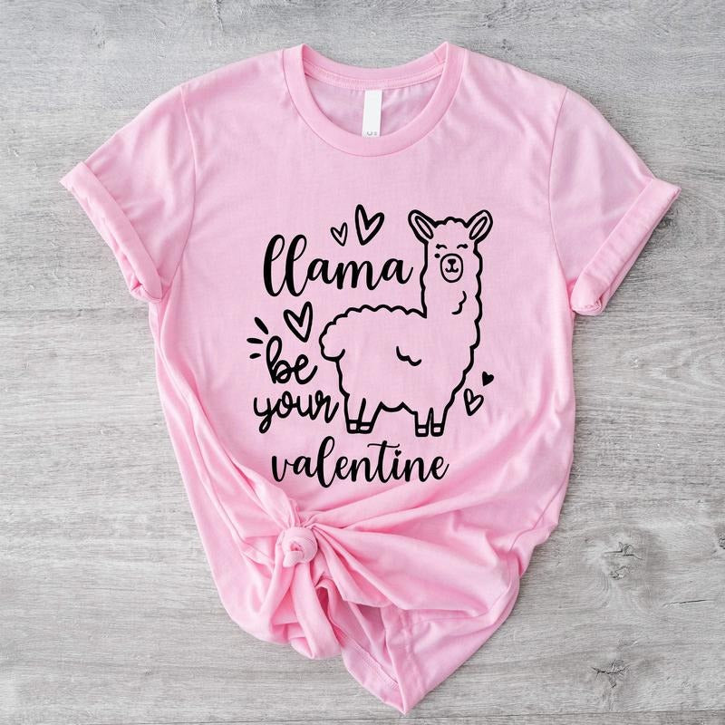Llama Be Your Valentine Cute Love Lovers Girlfriend - Adult & Kids T-Shirts, Sweatshirts & Hoodies apparel design preview 1