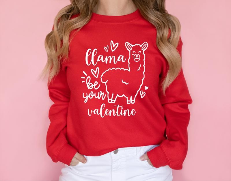 Llama Be Your Valentine Cute Love Lovers Girlfriend - Adult & Kids T-Shirts, Sweatshirts & Hoodies apparel design preview 1
