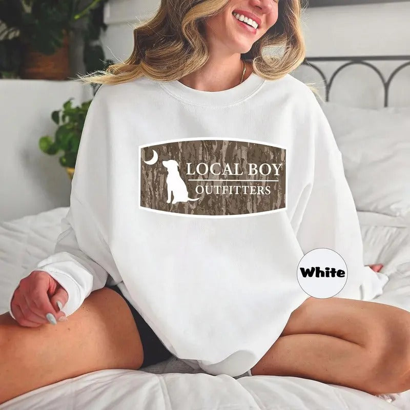 Local Boy Dog Moon Camo Hunting Classic Cotton All - Adult & Kids T-Shirts, Sweatshirts & Hoodies apparel design preview 1