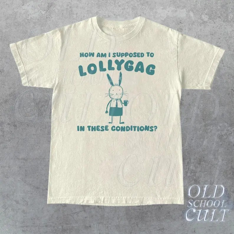 Lollygag Funny Retro Vintage Rabbit Nostalgia Relaxed - Adult & Kids T-Shirts, Sweatshirts & Hoodies apparel design preview 1