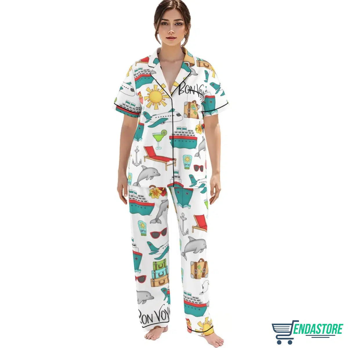Long Bon Voyage Cruise Satin Pajama Set 3D Sweater - Gift Idea product image 2