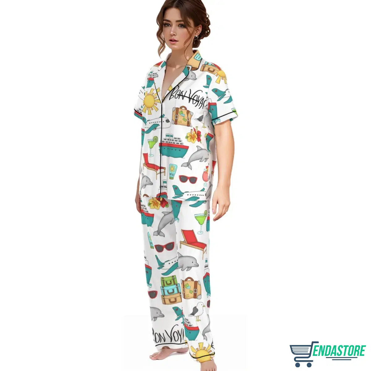 Long Bon Voyage Cruise Satin Pajama Set 3D Sweater - Gift Idea product image 3