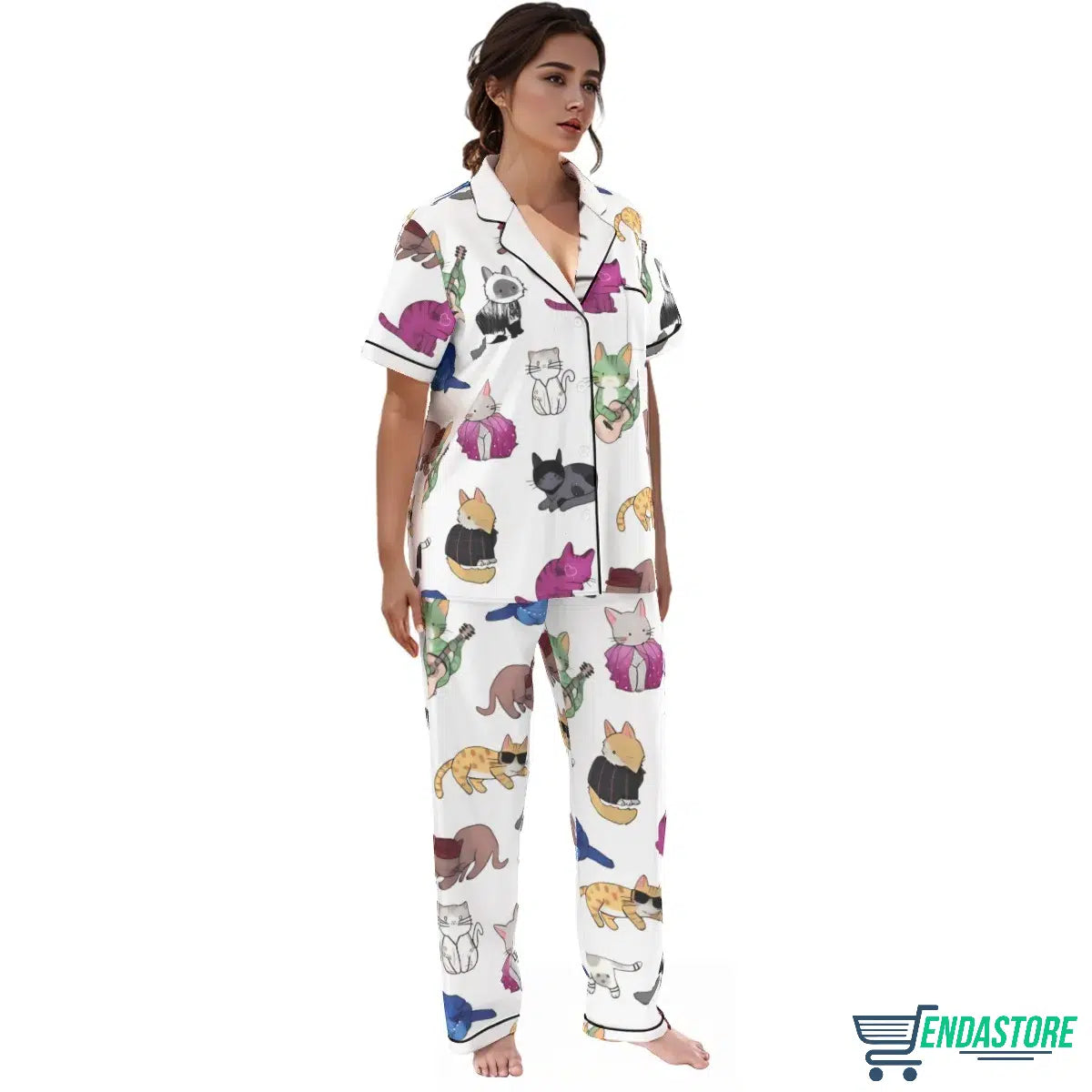 Long Cat Lovers Satin Pajama Set 3D Sweater - Gift for Animal Lovers product image 3