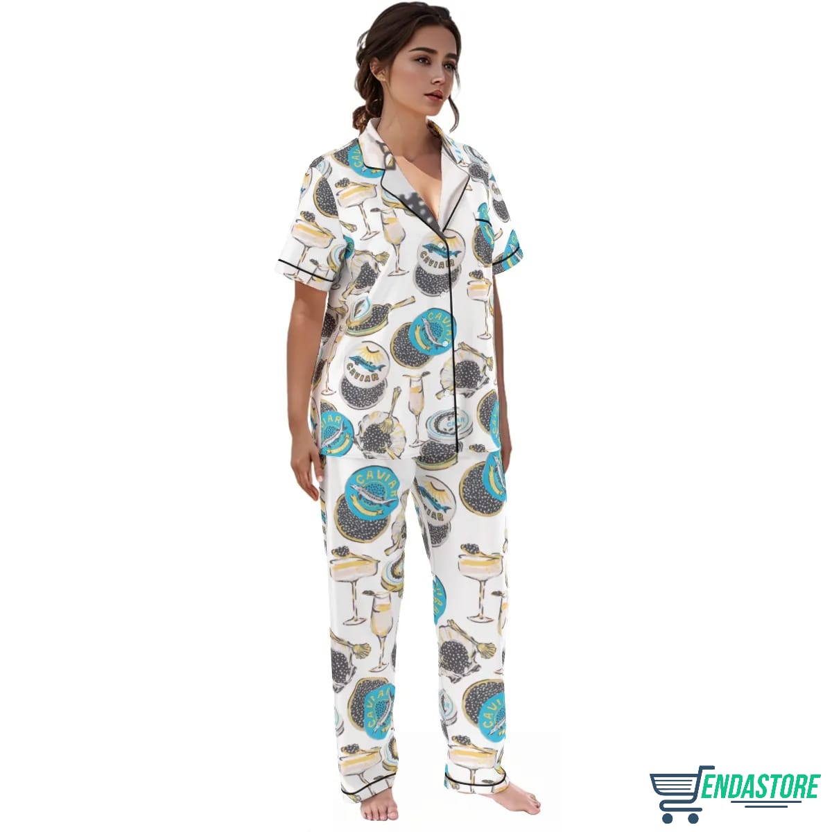 Long-Champagne Caviar Pajama Set 3D Sweater - Gift Idea product image 4