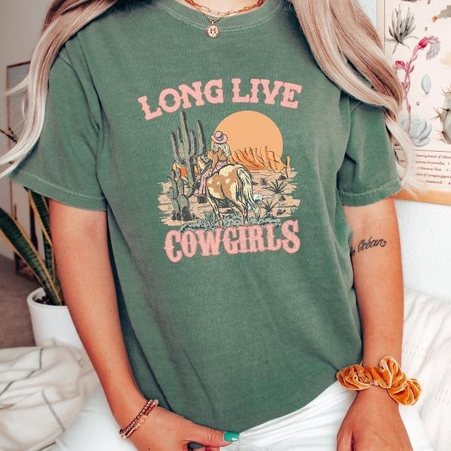 Long Live Cowgirls Retro Western Sublimations Rodeo - Adult & Kids T-Shirts, Sweatshirts & Hoodies apparel design preview 1