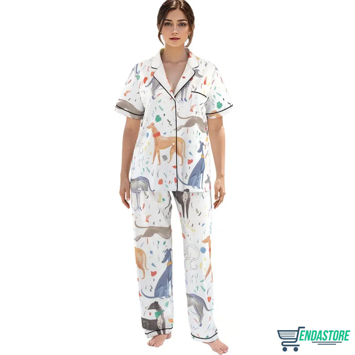 Long-Sighthound Silky Satin Pajama Set 3D Sweater - Gift Idea product image 2