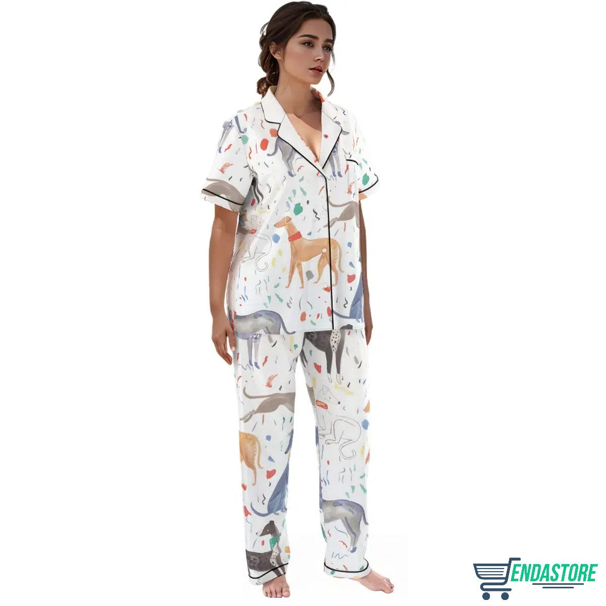 Long-Sighthound Silky Satin Pajama Set 3D Sweater - Gift Idea product image 4