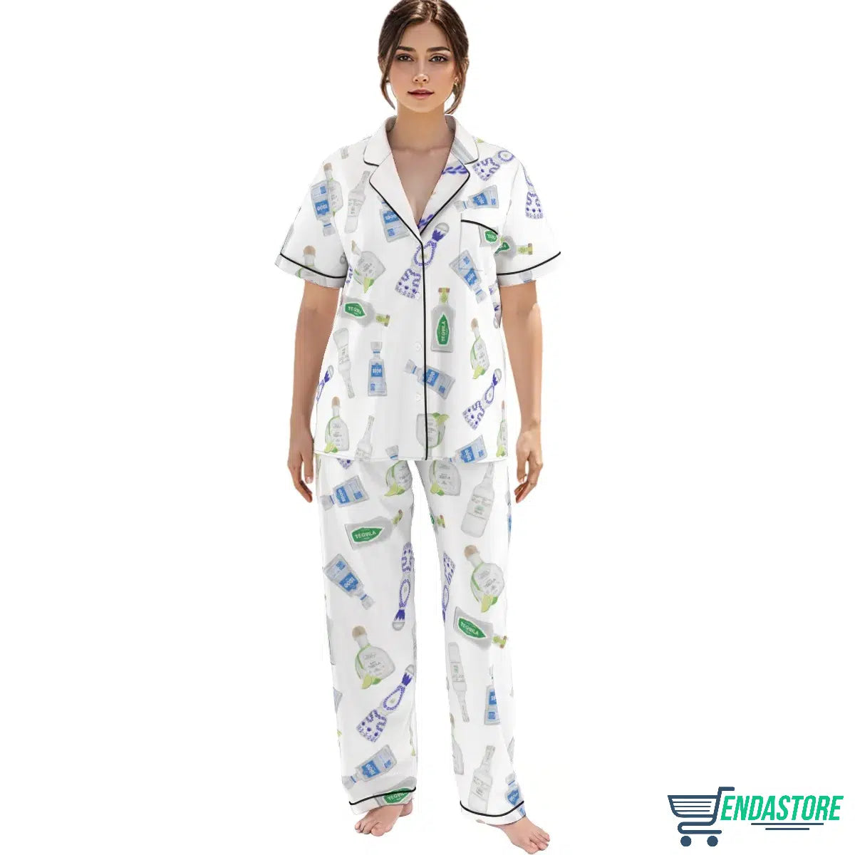 Long Tequila Bottle Satin Pajama Set 3D Sweater - Gift Idea product image 2