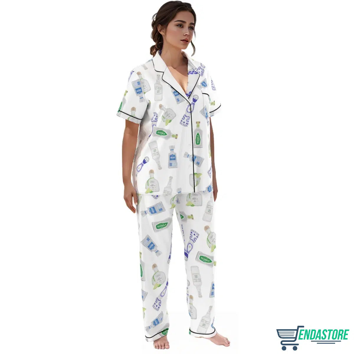 Long Tequila Bottle Satin Pajama Set 3D Sweater - Gift Idea product image 4