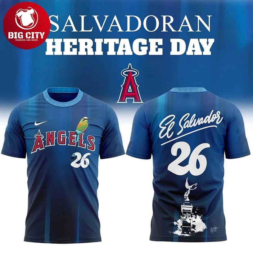 Los Angeles Angels Salvadoran Heritage Day 2026 Two - Adult & Kids T-Shirts, Sweatshirts & Hoodies apparel design preview 1