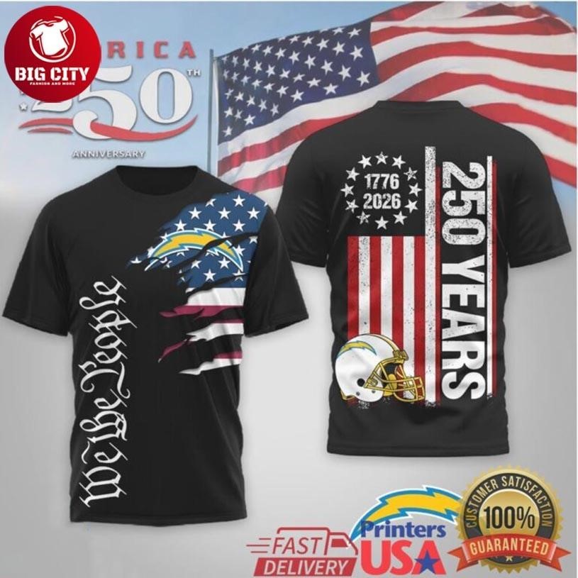 Los Angeles Chargers America 250th Anniversary 1776 - Adult & Kids T-Shirts, Sweatshirts & Hoodies apparel design preview 1