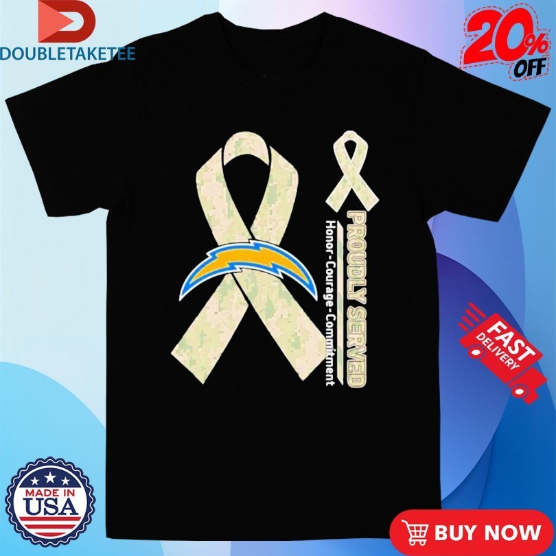 Los Angeles Chargers Proudly Served Honor Courage - Adult & Kids T-Shirts, Sweatshirts & Hoodies apparel design preview 1