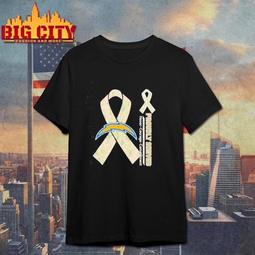 Los Angeles Chargers Proudly Served Honor Courage - Adult & Kids T-Shirts, Sweatshirts & Hoodies apparel design preview 1