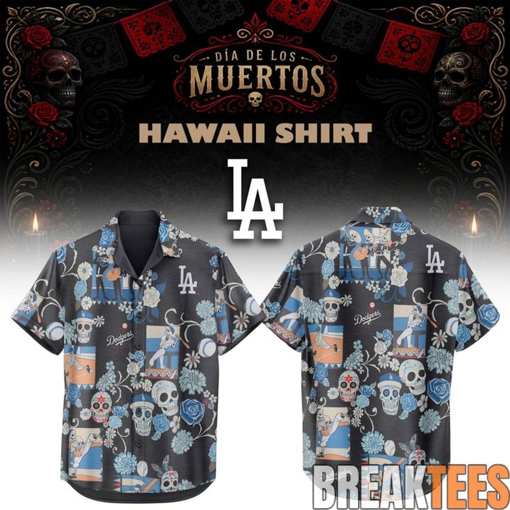 Los Angeles Dodgers Da De Muertos 2026 Hawaiian - Adult & Kids T-Shirts, Sweatshirts & Hoodies apparel design preview 1