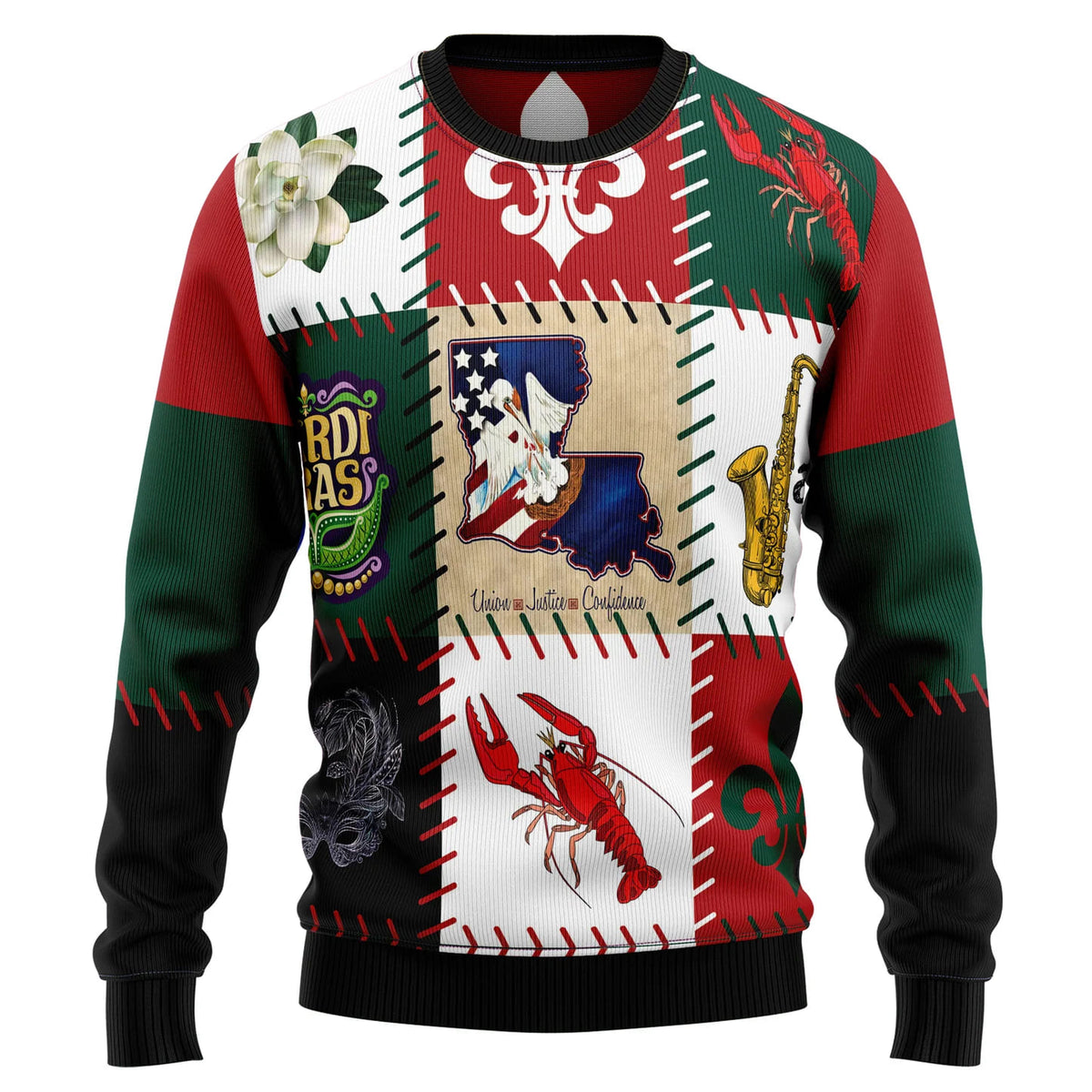 Louisiana Famous Things 3D Ugly Christmas Sweater - Holiday Gift product image