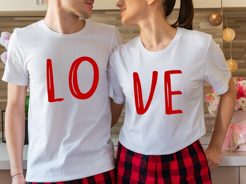 Love Couples Matching Cute Valentine Girlfriend LO VE - Adult & Kids T-Shirts, Sweatshirts & Hoodies apparel design preview 1