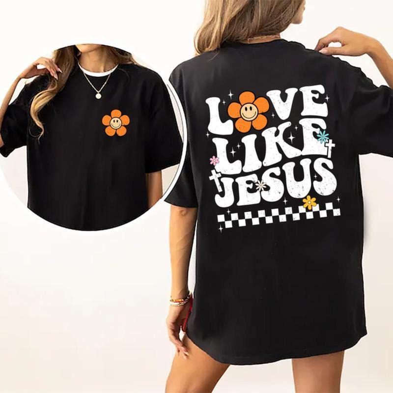 Love Like Jesus Retro Groovy Christian Double Sided - Adult & Kids T-Shirts, Sweatshirts & Hoodies apparel design preview 1