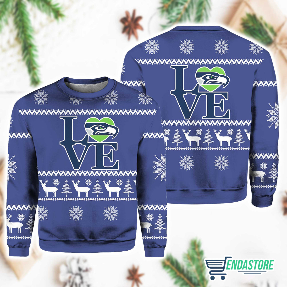 Love Seahawks 3D Ugly Christmas Sweater - Holiday Gift product image
