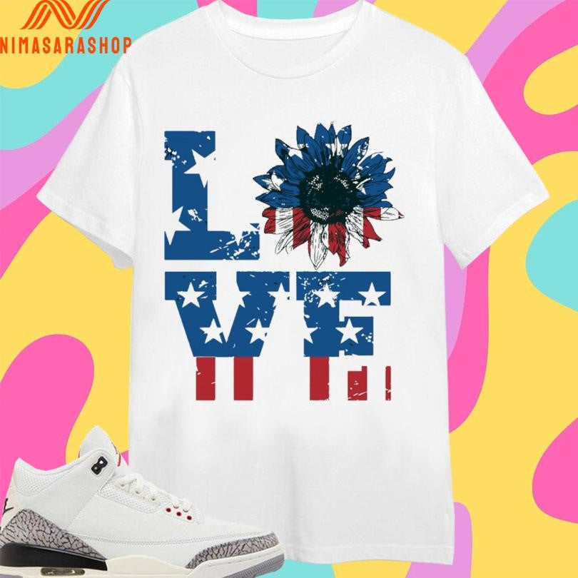 Love Sunflower American Flag - Adult & Kids T-Shirts, Sweatshirts & Hoodies apparel design preview 1