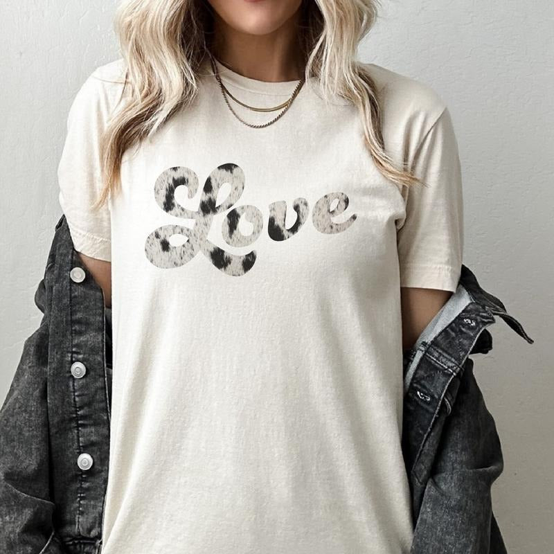 Love Neutral Cowhide Cursive Country Valentine - Adult & Kids T-Shirts, Sweatshirts & Hoodies apparel design preview 1