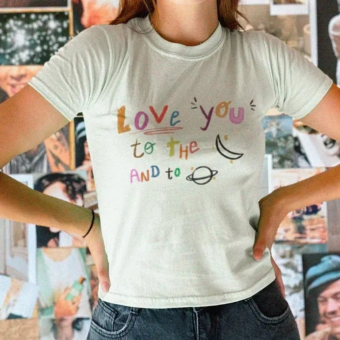 Love You Moon Baby 90s Aethetic Y2K - Adult & Kids T-Shirts, Sweatshirts & Hoodies apparel design preview 1