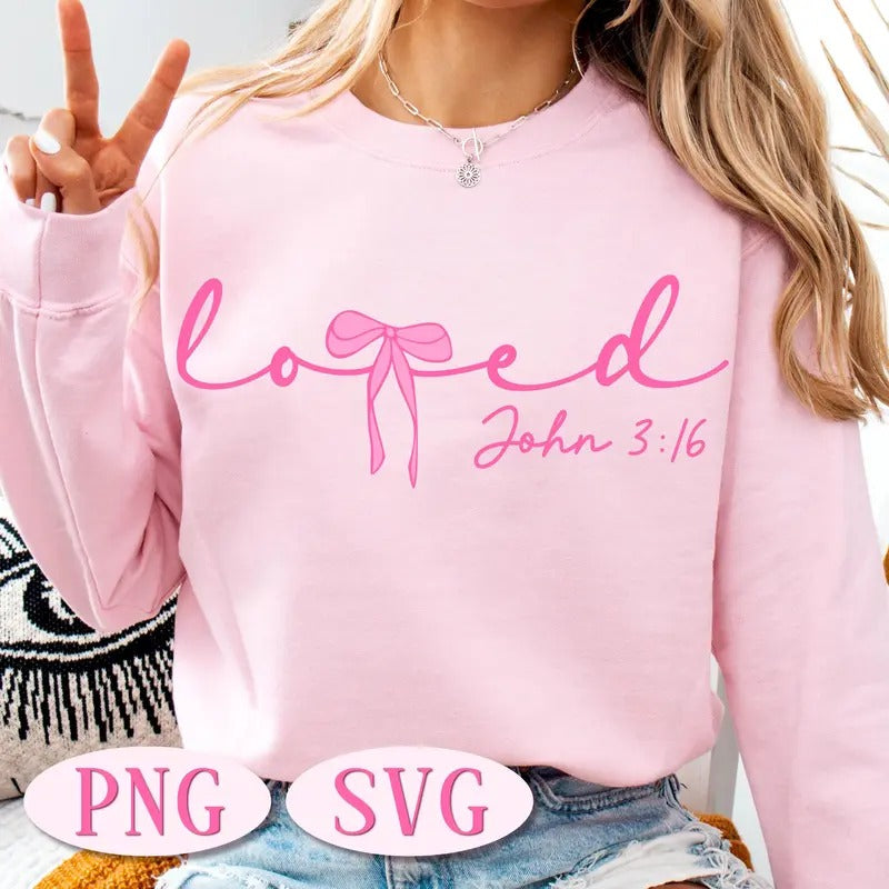 Loved John 3:16 Christian Valentines Valentine Jesus - Adult & Kids T-Shirts, Sweatshirts & Hoodies apparel design preview 1