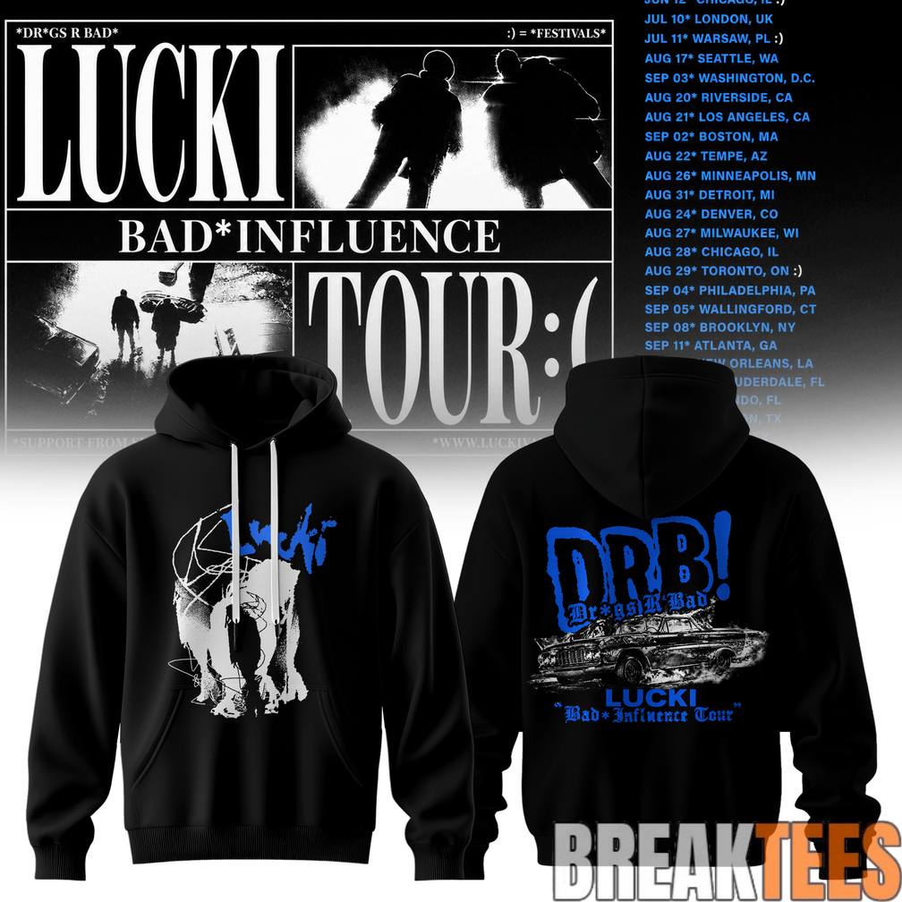 Lucki Bad Influence Tour 2026 - Adult & Kids T-Shirts, Sweatshirts & Hoodies apparel design preview 1