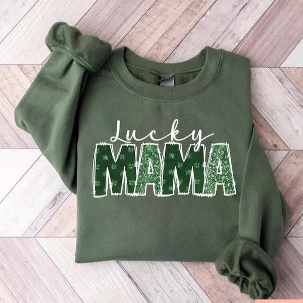 Lucky Mama St Patrick'S Day Retro Irish Shamrock - Adult & Kids T-Shirts, Sweatshirts & Hoodies apparel design preview 1