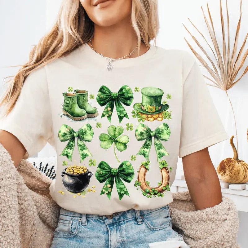 Lucky Shamrock Coquette St Patrick'S Day Charm Irish - Adult & Kids T-Shirts, Sweatshirts & Hoodies apparel design preview 1