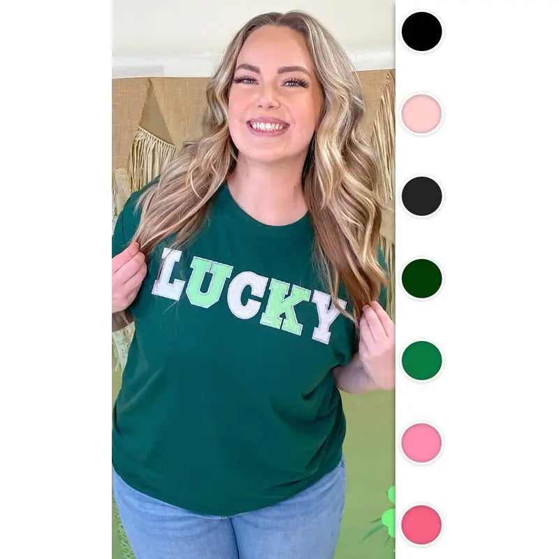 Lucky St Patricks Day Sequin - Adult & Kids T-Shirts, Sweatshirts & Hoodies apparel design preview 1