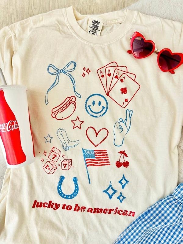 'Lucky Be American' - Adult & Kids T-Shirts, Sweatshirts & Hoodies apparel design preview 1