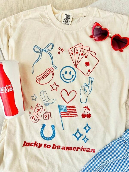 'Lucky Be American' - Adult & Kids T-Shirts, Sweatshirts & Hoodies apparel design preview 1