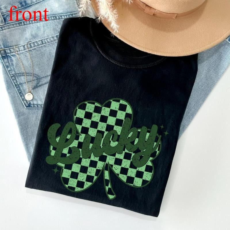 Lucky Shamrock Checker Print St Patrick'S Day Comfort - Adult & Kids T-Shirts, Sweatshirts & Hoodies apparel design preview 1