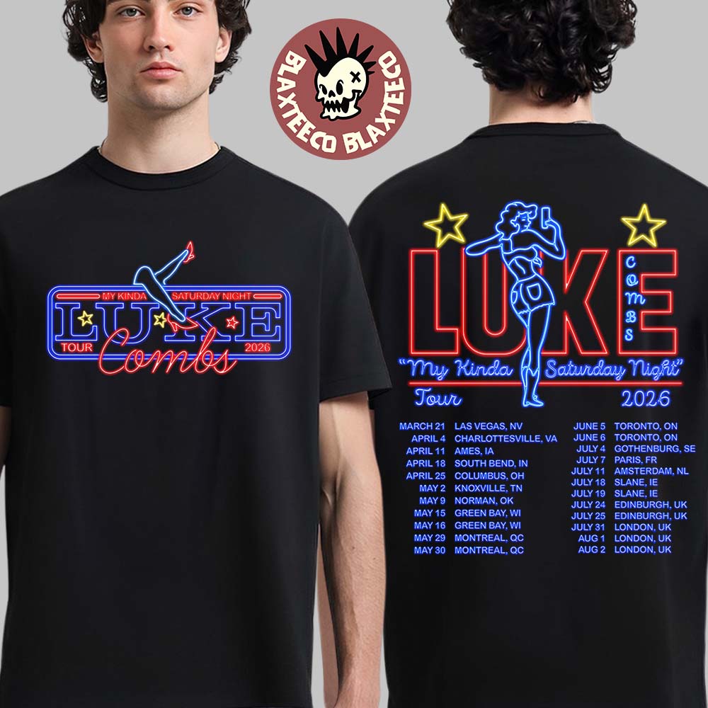 Luke Combs My Kinda Saturday Night Tour 2026 Merch - Adult & Kids T-Shirts, Sweatshirts & Hoodies apparel design preview 1