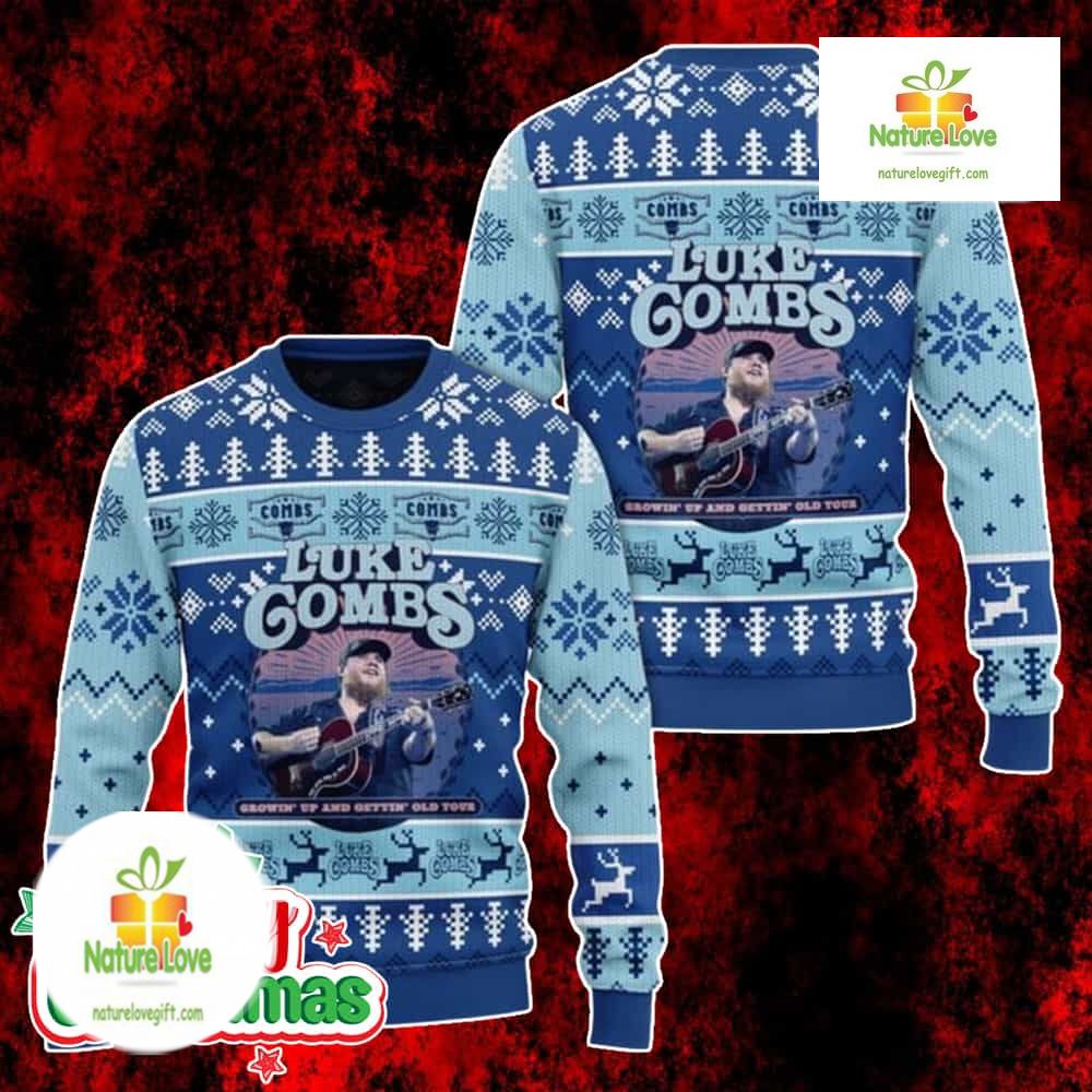 Luke Combs Growin Up Tour Holiday Gift Country Music Ugly Christmas Sweater - Holiday Gift product image
