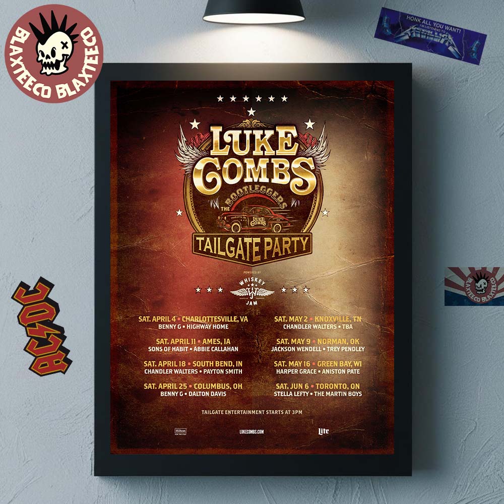 Luke Combs With Whiskey Jam The Bootleggers Tailgate - Adult & Kids T-Shirts, Sweatshirts & Hoodies apparel design preview 1